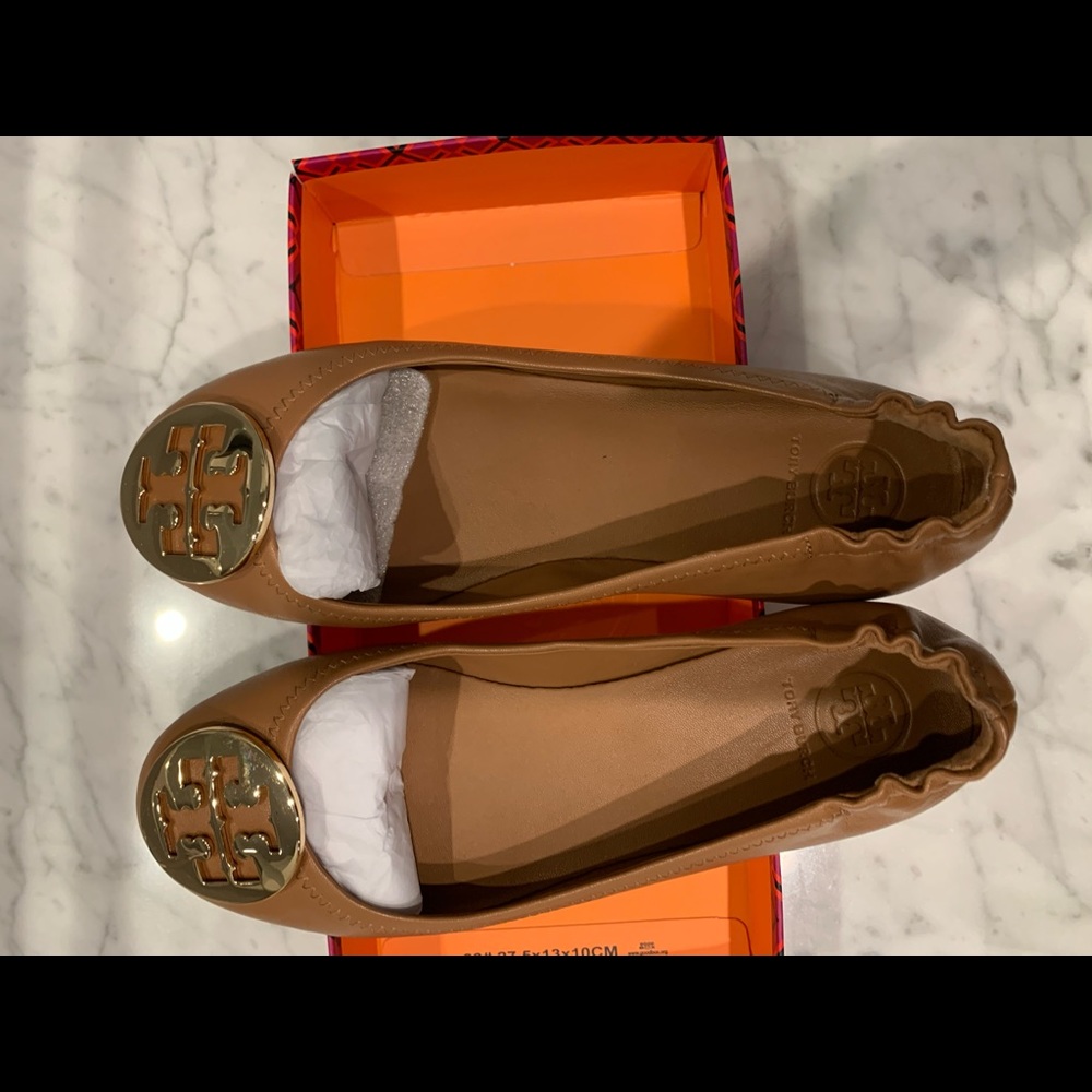 Tory Burch Minnie travel ballet flats (royal tan/gold)